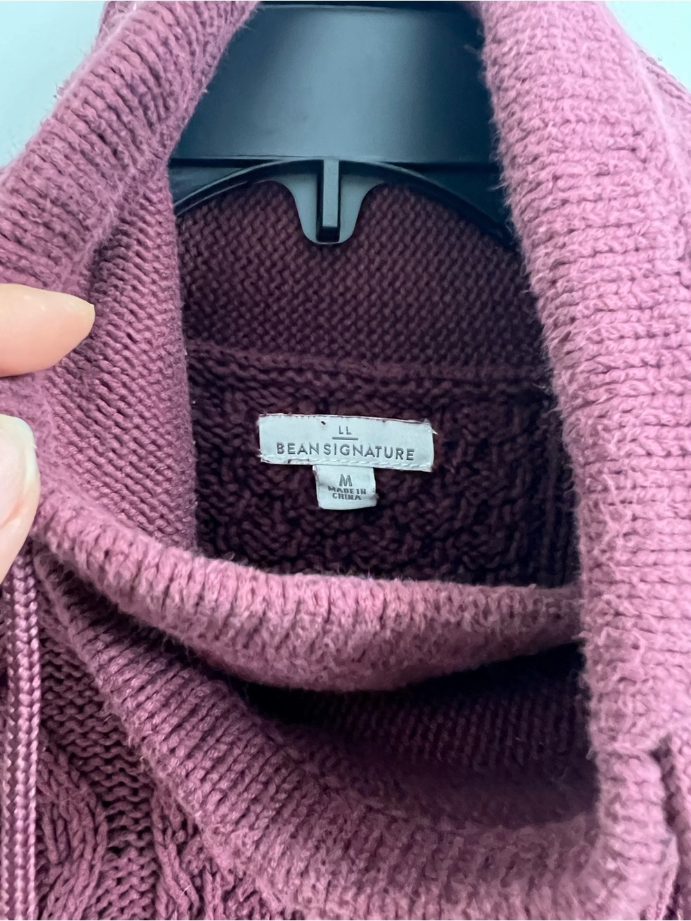L.L. Bean Signature Women’s Medium Cable Knit Cowl Neck Sweater Chunky Fisherman - Picture 4 of 7